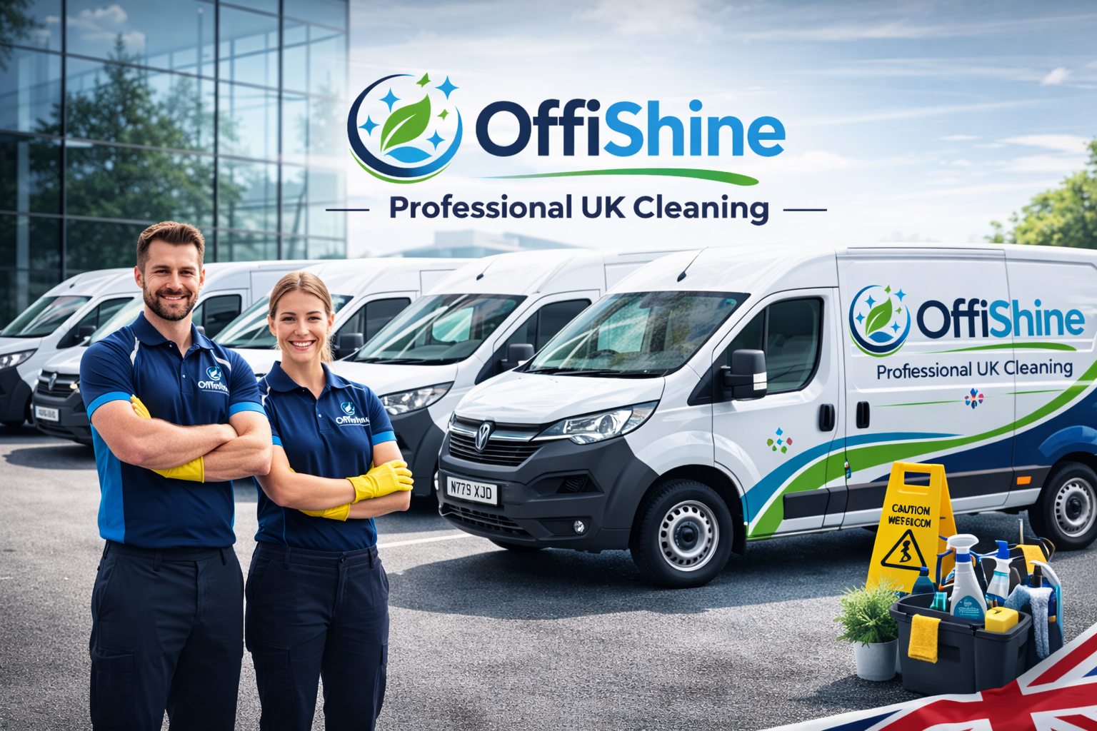 Commercial cleaning team illustration